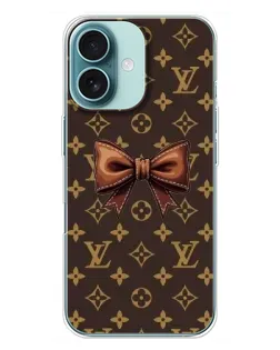 Чехол для iPhone 16 Plus с картинкой «LV с бантом»