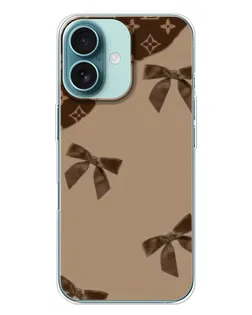 Чехол для iPhone 16 Plus с картинкой «LV — кофейный атлас»