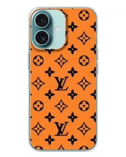 Чехол для iPhone 16 Plus с картинкой «Оранжевый стиль LV»