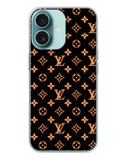 Чехол для iPhone 16 Plus с картинкой «Золотая монограмма LV» Чехол для iPhone 16 Plus с картинкой «Золотая монограмма LV»