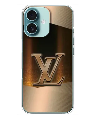 Чехол для iPhone 16 Plus с картинкой «LV — золотое сияние» Чехол для iPhone 16 Plus с картинкой «LV — золотое сияние»