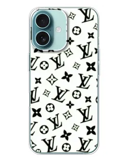 Чехол для iPhone 16 Plus с картинкой «Монохромный хаос LV»