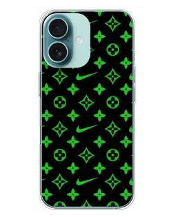 Чехол для iPhone 16 Plus с картинкой «Неоновый принт LV»