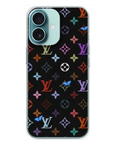 Чехол для iPhone 16 Plus с картинкой «Цветная монограмма LV» Чехол для iPhone 16 Plus с картинкой «Цветная монограмма LV»