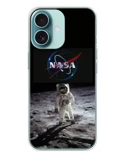 Чехол для iPhone 16 Plus с картинкой «Астронавт на Луне»