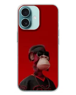 Чохол для iPhone 16 Plus з картинкою «Bored Ape в червоному»
