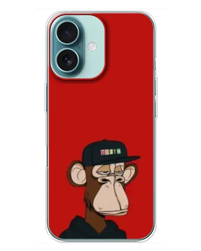 Чехол для iPhone 16 Plus с картинкой «Bored Ape — красный фон» Чехол для iPhone 16 Plus с картинкой «Bored Ape — красный фон»