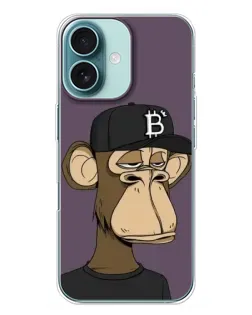 Чехол для iPhone 16 Plus с картинкой «Bored Ape в кепке»