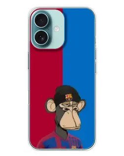 Чехол для iPhone 16 Plus с картинкой «Bored Ape — фанат Барсы»
