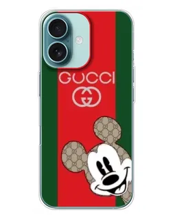 Чохол для iPhone 16 Plus з картинкою «Gucci — смуги та Міккі»