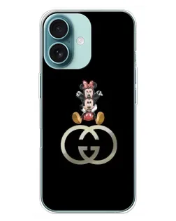 Чохол для iPhone 16 Plus з картинкою «Мінні Маус на лого»