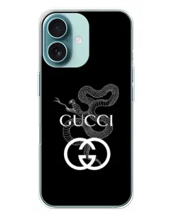Чохол для iPhone 16 Plus з картинкою «Gucci — срібна змія»