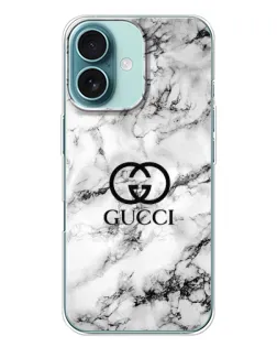 Чохол для iPhone 16 Plus з картинкою «Gucci — мармуровий шик»