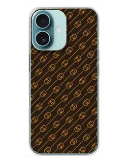 Чохол для iPhone 16 Plus з картинкою «Gucci — золоті діагоналі»