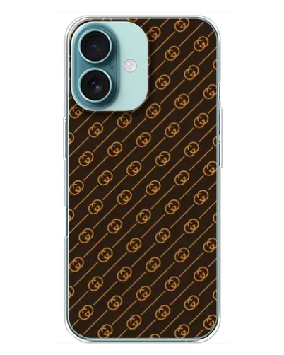 Чохол для iPhone 16 Plus з картинкою «Gucci — золоті діагоналі» Чохол для iPhone 16 Plus з картинкою «Gucci — золоті діагоналі»