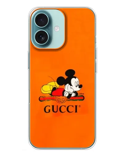 Чохол для iPhone 16 Plus з картинкою «Міккі Маус Gucci — помаранч» Чохол для iPhone 16 Plus з картинкою «Міккі Маус Gucci — помаранч»
