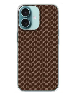 Чохол для iPhone 16 Plus з картинкою «Gucci — шоколадна сітка»