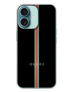 Чохол для iPhone 16 Plus з картинкою «Gucci — строга лінія»