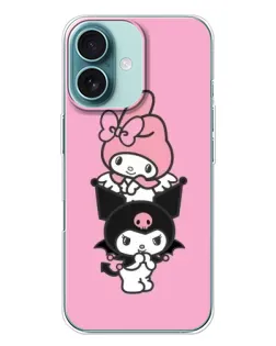 Чохол для iPhone 16 Plus з картинкою «Тріо My Melody та Kuromi»