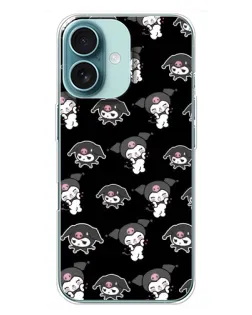 Чохол для iPhone 16 Plus з картинкою «Чорний паттерн Kuromi»