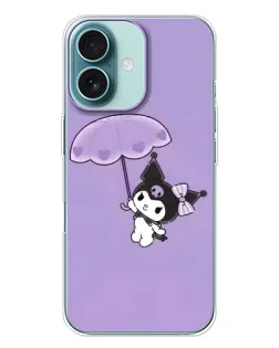 Чохол для iPhone 16 Plus з картинкою «Kuromi з парасолькою»
