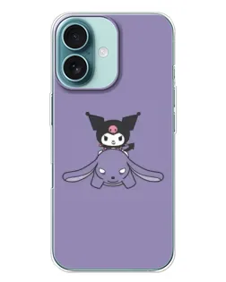 Чохол для iPhone 16 Plus з картинкою «Kuromi на ліловому фоні»