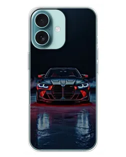 Чохол для iPhone 16 Plus з картинкою «BMW на мокрій дорозі»