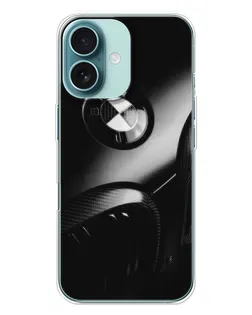 Чохол для iPhone 16 Plus з картинкою «Емблема BMW — макро»