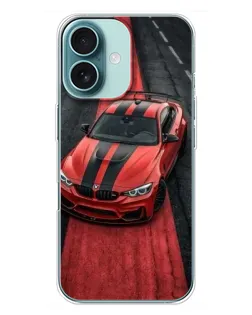 Чохол для iPhone 16 Plus з картинкою «BMW на червоній доріжці»