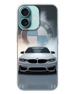 Чехол для iPhone 16 Plus с картинкой «BMW в белом дыму» Чехол для iPhone 16 Plus с картинкой «BMW в белом дыму»