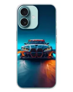 Чехол для iPhone 16 Plus с картинкой «BMW — огни неона» Чехол для iPhone 16 Plus с картинкой «BMW — огни неона»