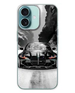 Чехол для iPhone 16 Plus с картинкой «BMW — акварельный дрифт» Чехол для iPhone 16 Plus с картинкой «BMW — акварельный дрифт»