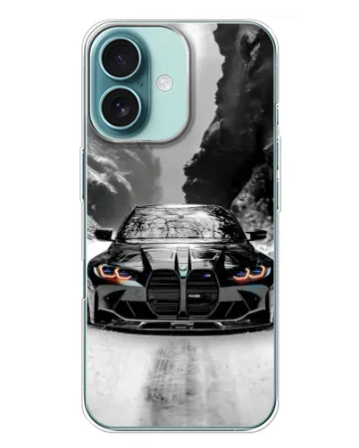 Чехол для iPhone 16 Plus с картинкой «BMW — акварельный дрифт» Чехол для iPhone 16 Plus с картинкой «BMW — акварельный дрифт»