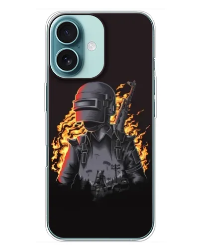 Чехол для iPhone 16 Plus с картинкой «PUBG — огненный силуэт» Чехол для iPhone 16 Plus с картинкой «PUBG — огненный силуэт»