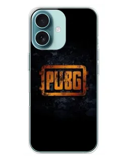 Чехол для iPhone 16 Plus с картинкой «PUBG — золотой логотип»