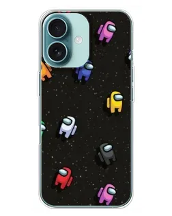 Чохол для iPhone 16 Plus з картинкою «Космічний патерн Among Us»