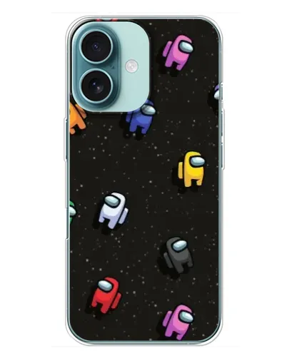 Чехол для iPhone 16 Plus с картинкой «Космический паттерн Among Us»