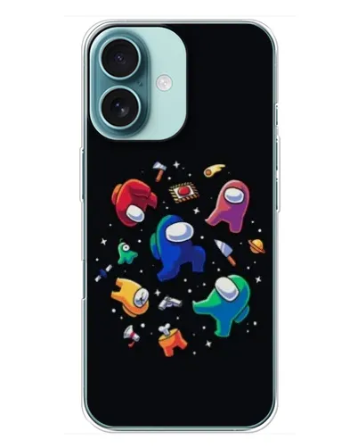 Чехол для iPhone 16 Plus с картинкой «Among Us космос»