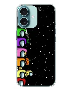 Чехол для iPhone 16 Plus с картинкой «Команда Among Us»