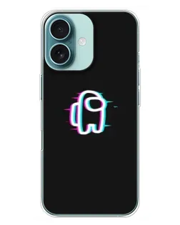 Чехол для iPhone 16 Plus с картинкой «Among Us неон»