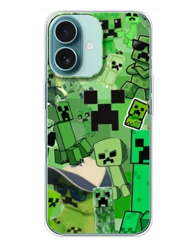 Чехол для iPhone 16 Plus с картинкой «Криперы Minecraft» Чехол для iPhone 16 Plus с картинкой «Криперы Minecraft»