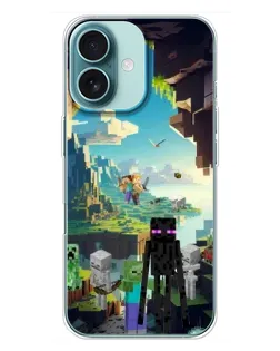 Чехол для iPhone 16 Plus с картинкой «Эндермен в лесу»