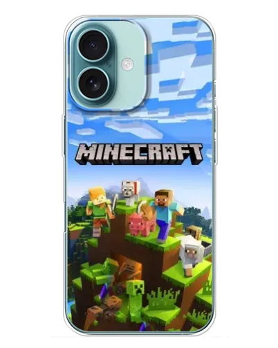 Чехол для iPhone 16 Plus с картинкой «Minecraft классический мир» Чехол для iPhone 16 Plus с картинкой «Minecraft классический мир»