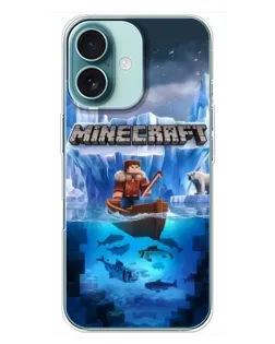 Чехол для iPhone 16 Plus с картинкой «Minecraft ледяной мир»