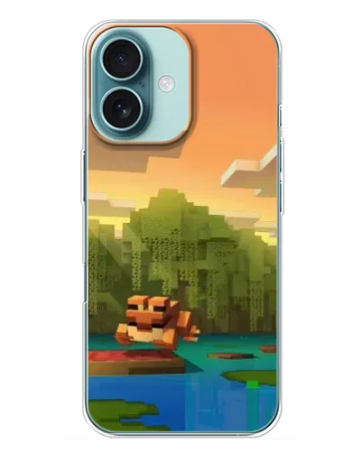 Чохол для iPhone 16 Plus з картинкою «Майнкрафт захід сонця»