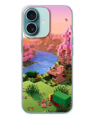 Чехол для iPhone 16 Plus с картинкой «Розовое дерево Minecraft» Чехол для iPhone 16 Plus с картинкой «Розовое дерево Minecraft»