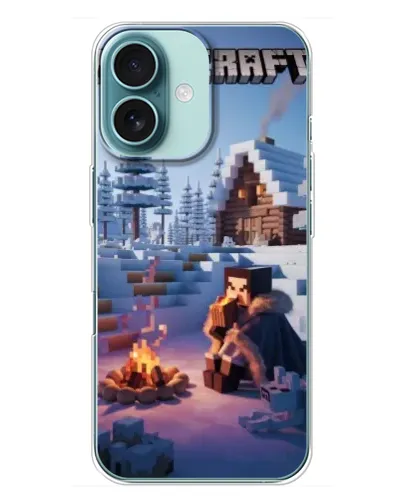Чехол для iPhone 16 Plus с картинкой «Зимний Minecraft» Чехол для iPhone 16 Plus с картинкой «Зимний Minecraft»