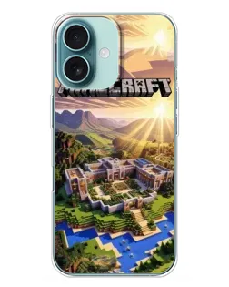 Чехол для iPhone 16 Plus с картинкой «Minecraft панорама»