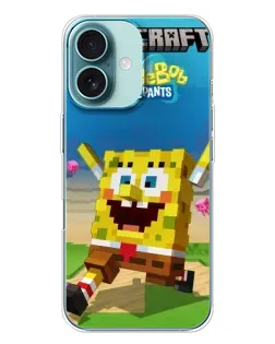 Чехол для iPhone 16 Plus с картинкой «Губка Боб Minecraft»