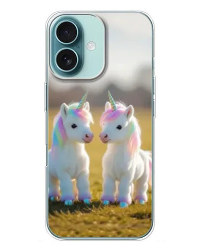 Чехол для iPhone 16 Plus с картинкой «Пара единорогов» Чехол для iPhone 16 Plus с картинкой «Пара единорогов»